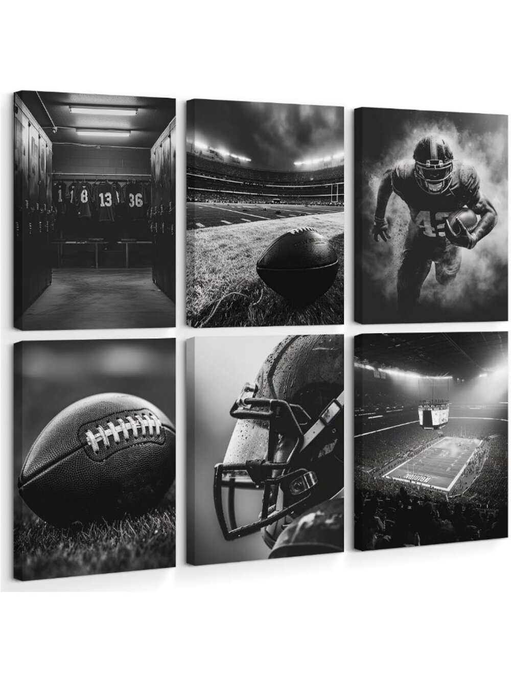 Football Wall Art Canvas Print - Inspirational Sports Decor for Boys Room 12x16